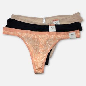 Jenni Women's NEW 3 Pack Bundle Thong Fashion Panties Size XXXL Orange Tan Black